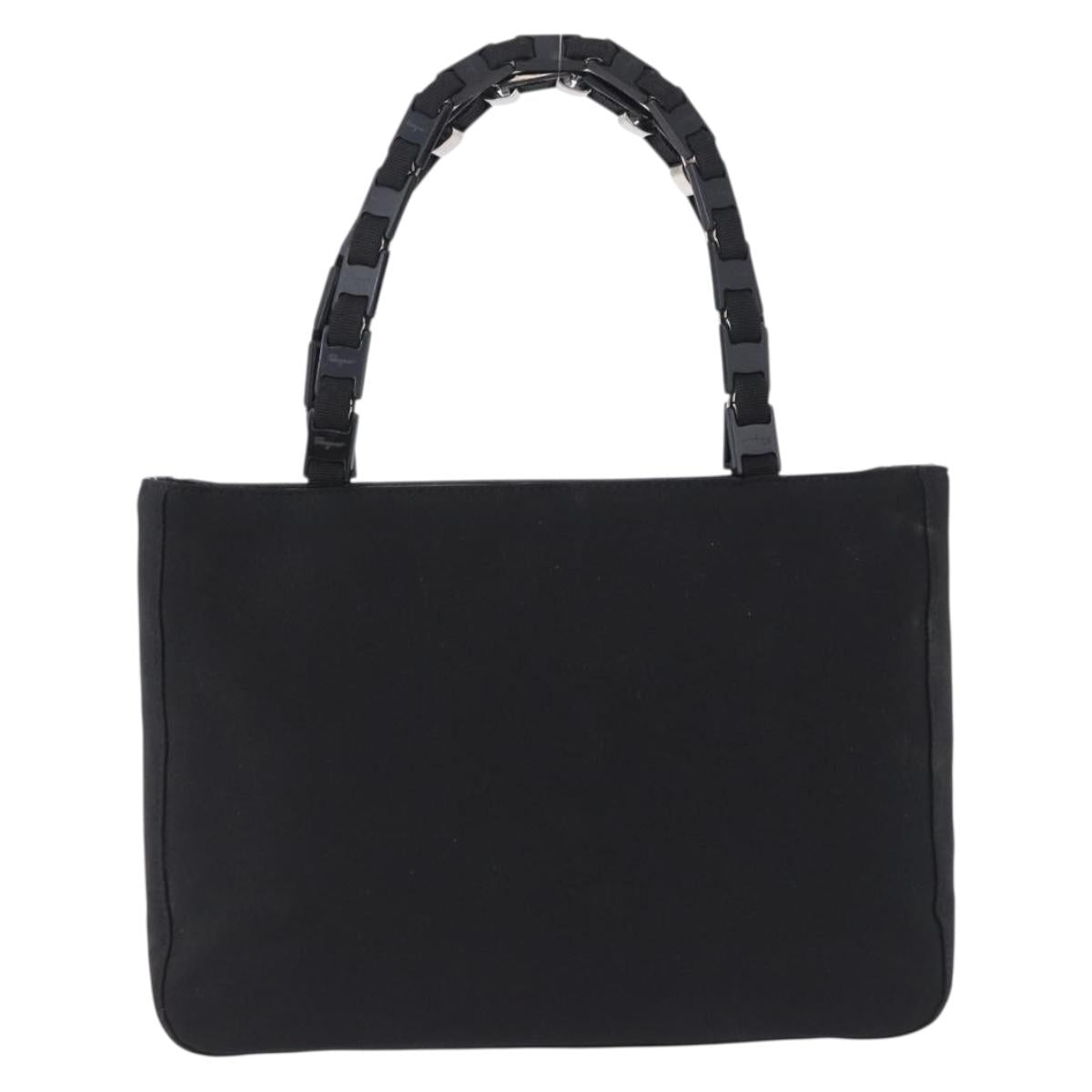 Salvatore Ferragamo Vala Hand Bag Canvas Black Silver Auth gh2305