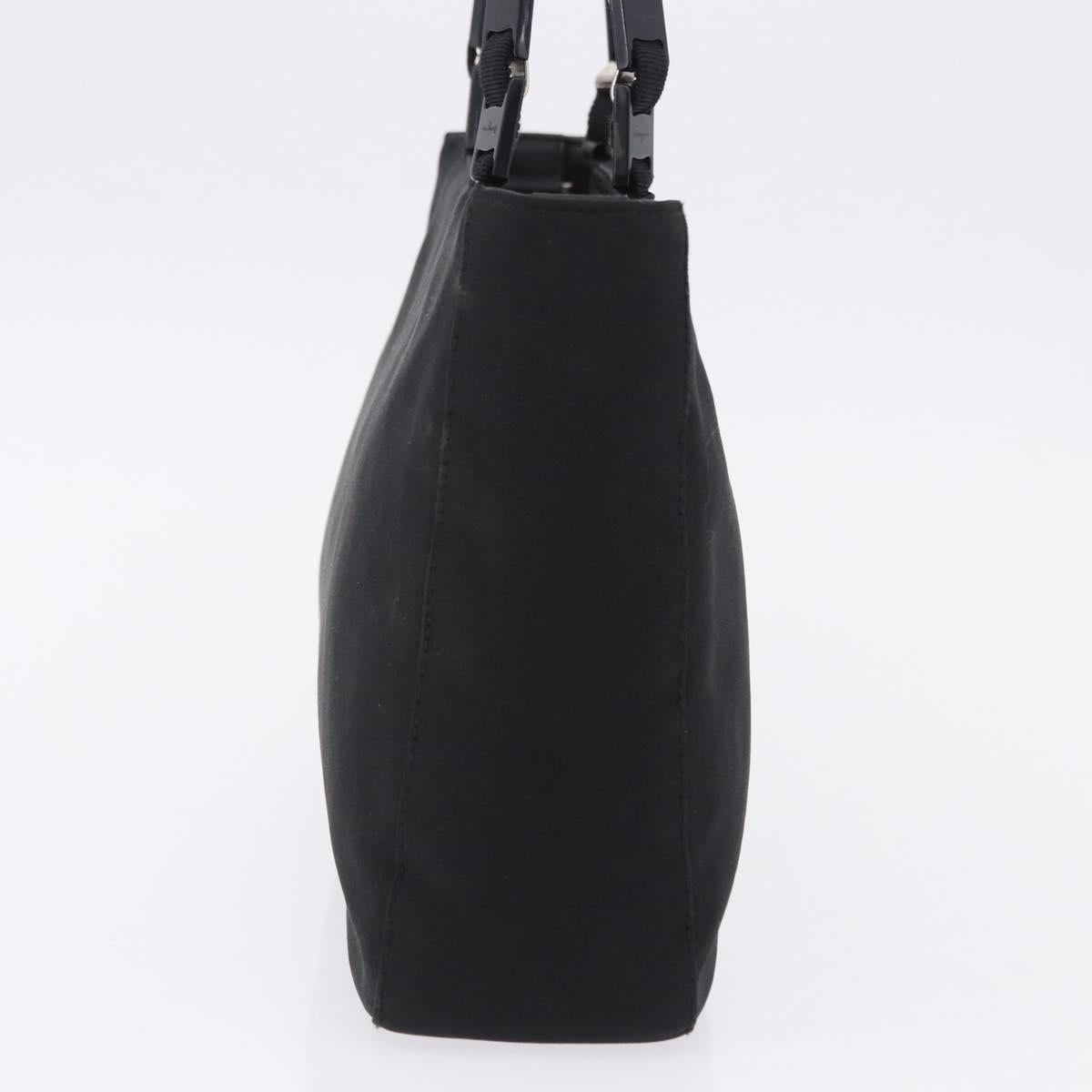 Salvatore Ferragamo Vala Hand Bag Canvas Black Silver Auth gh2305