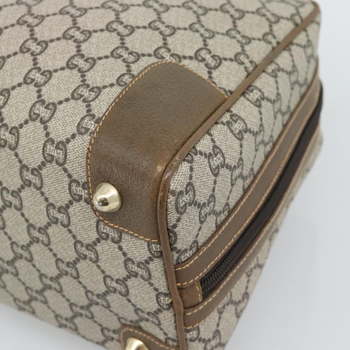 GUCCI Plus Hand Bag PVC Leather Beige Gold Tone Auth gh2306