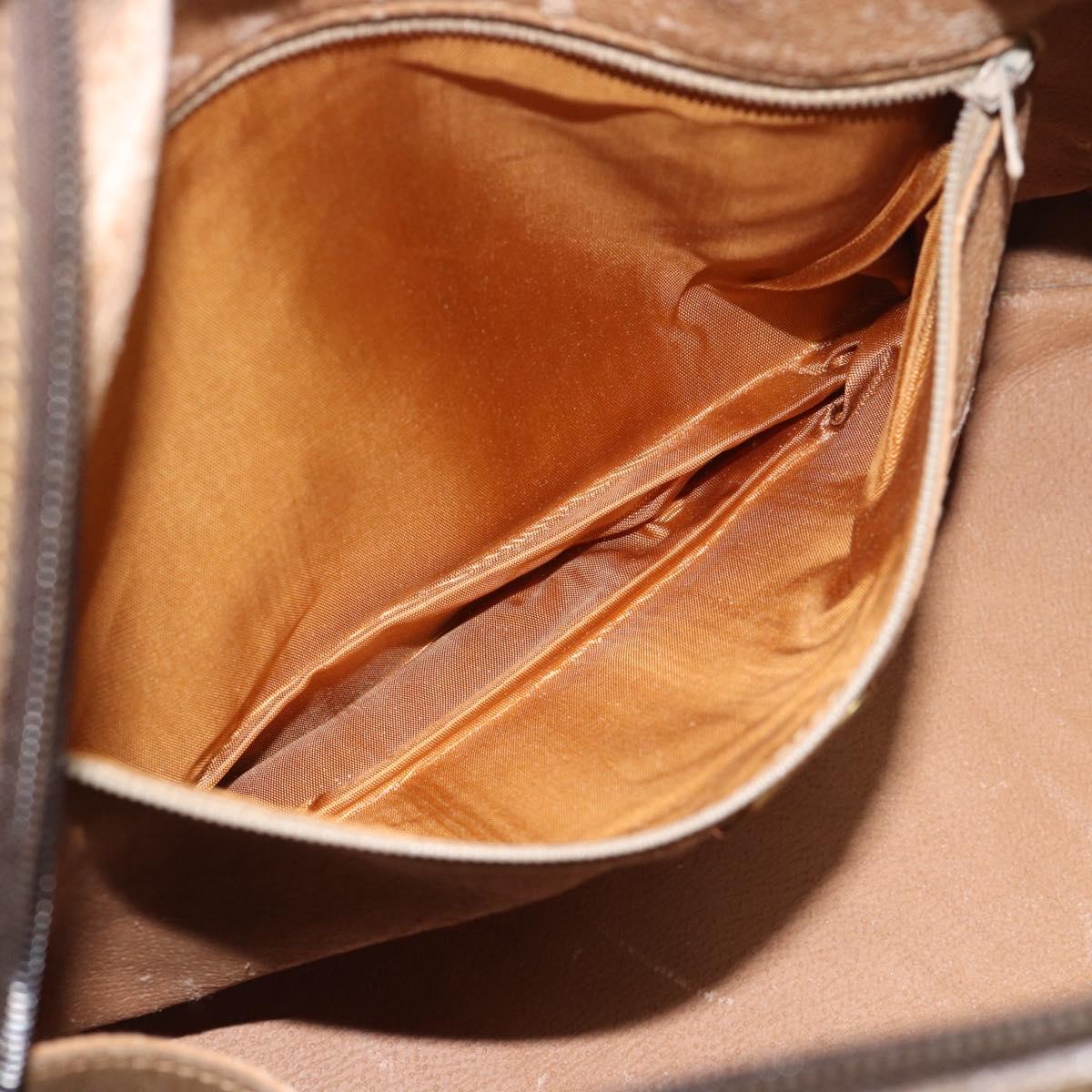 GUCCI Plus Hand Bag PVC Leather Beige Gold Tone Auth gh2306