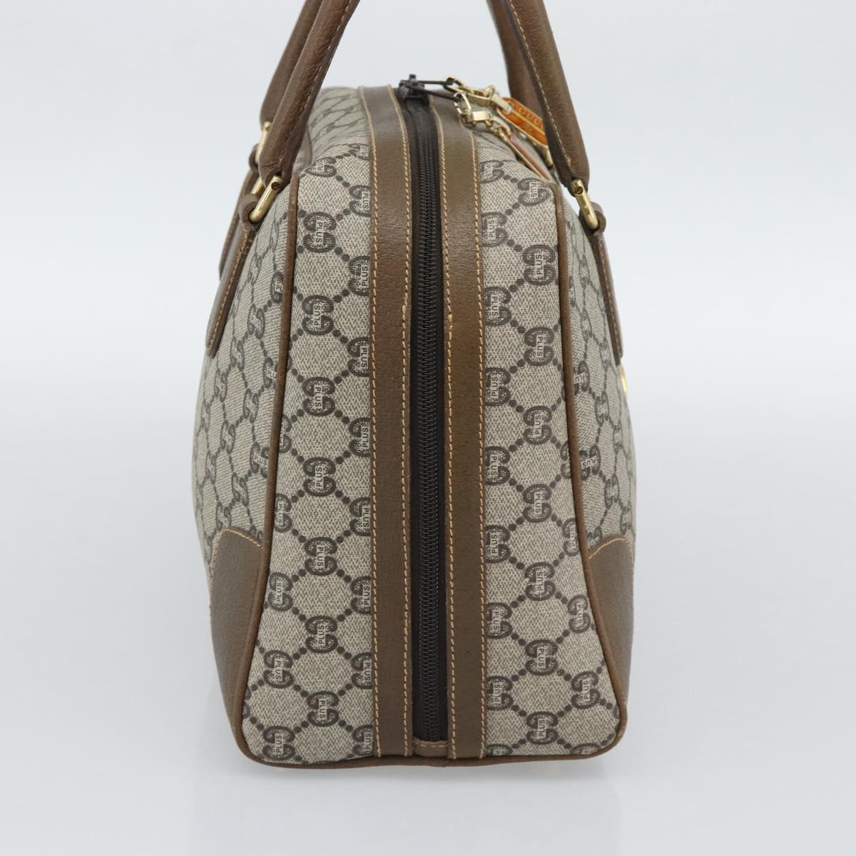 GUCCI Plus Hand Bag PVC Leather Beige Gold Tone Auth gh2306