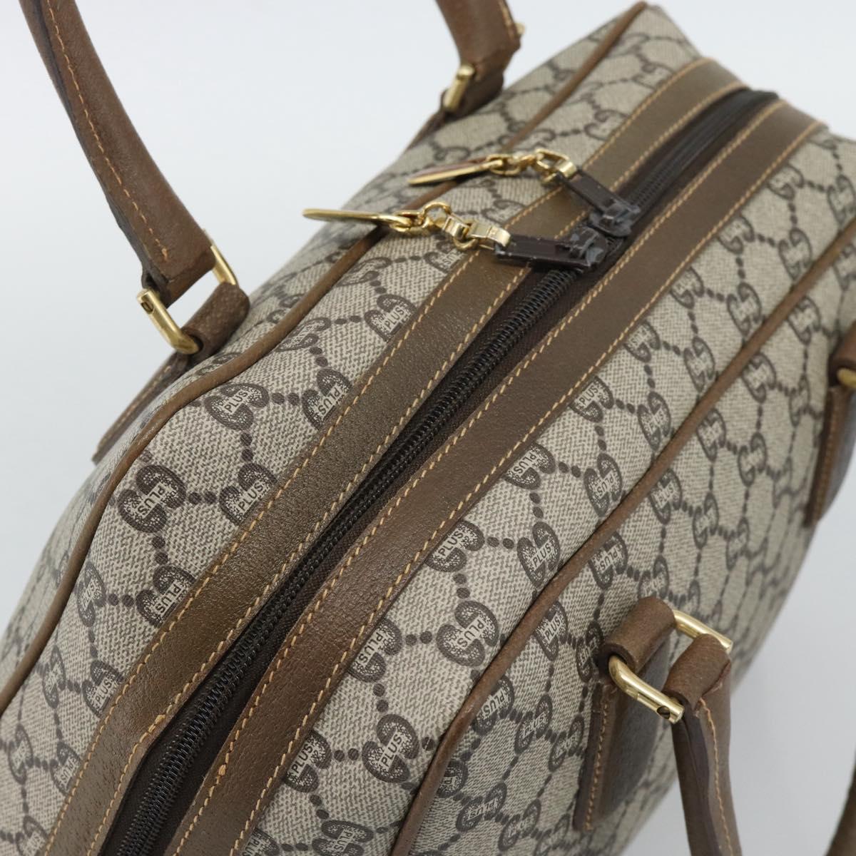 GUCCI Plus Hand Bag PVC Leather Beige Gold Tone Auth gh2306