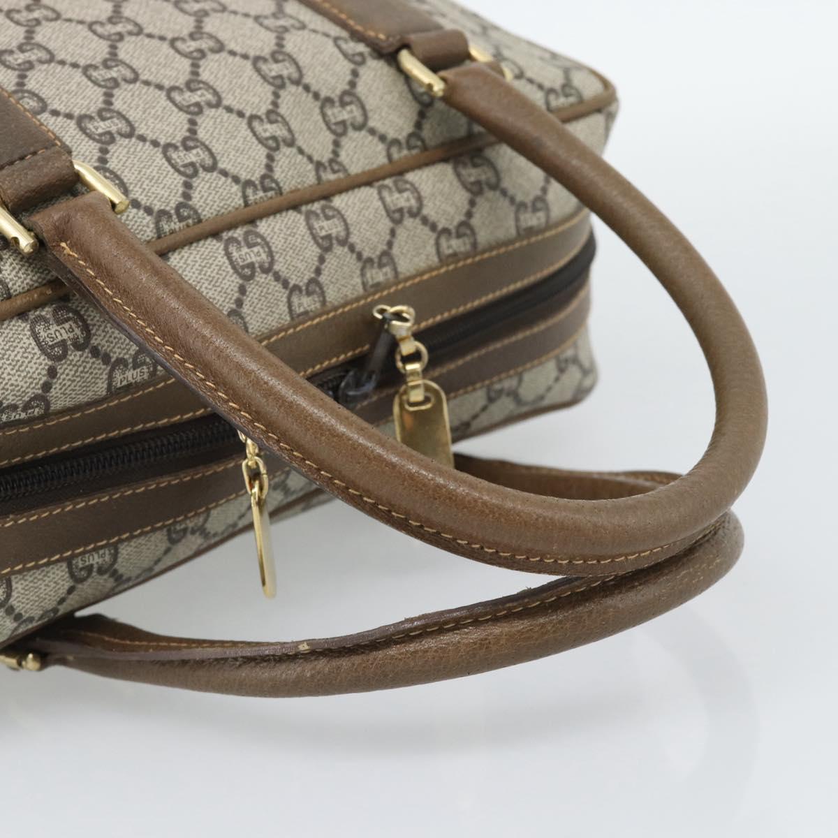 GUCCI Plus Hand Bag PVC Leather Beige Gold Tone Auth gh2306