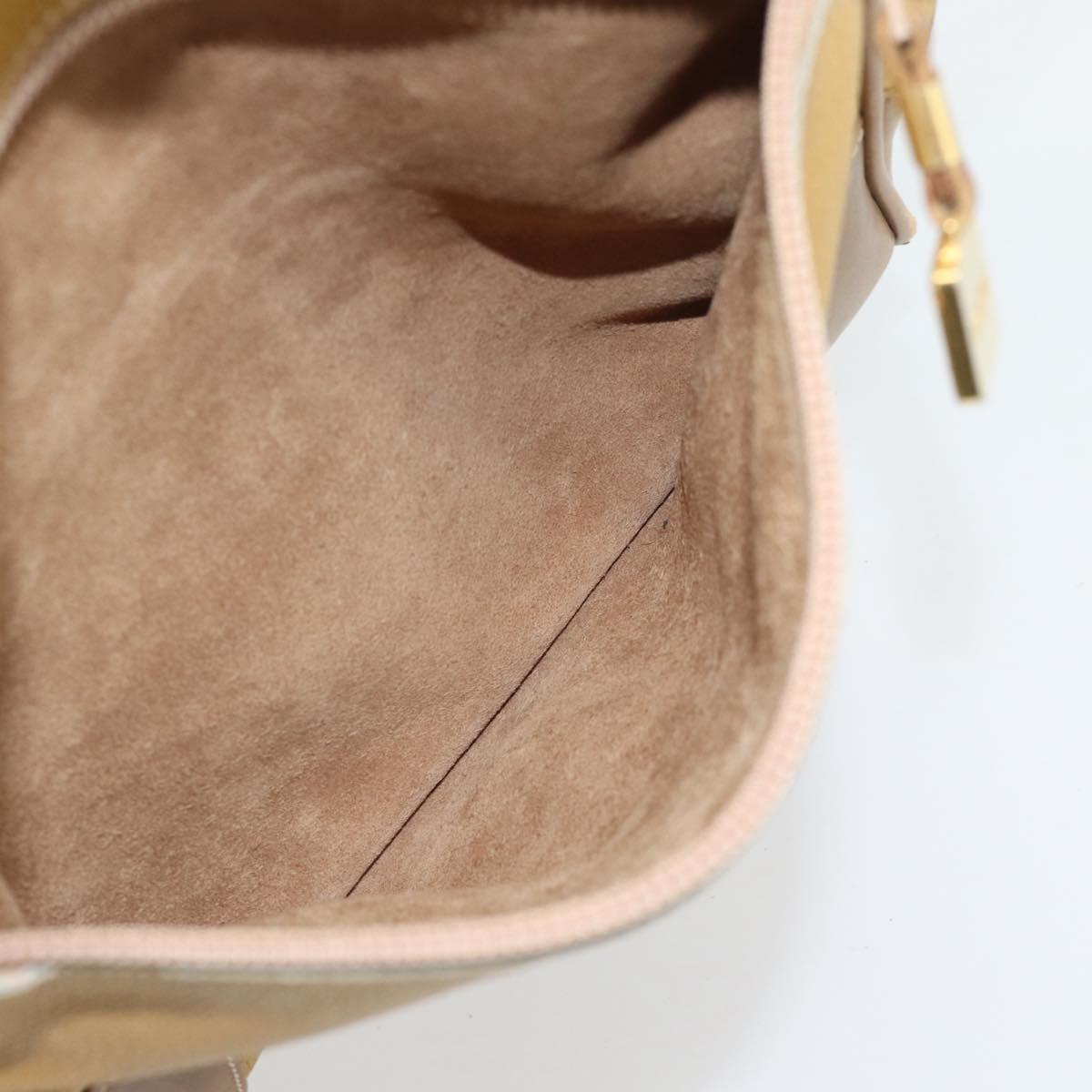 LOEWE Shoulder Bag Leather Beige Gold Tone Auth gh2307