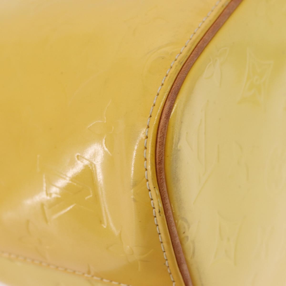 LOUIS VUITTON Monogram Vernis Houston Hand Bag Lime Yellow M91055 LV Auth gh2308