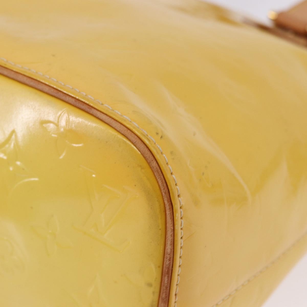 LOUIS VUITTON Monogram Vernis Houston Hand Bag Lime Yellow M91055 LV Auth gh2308