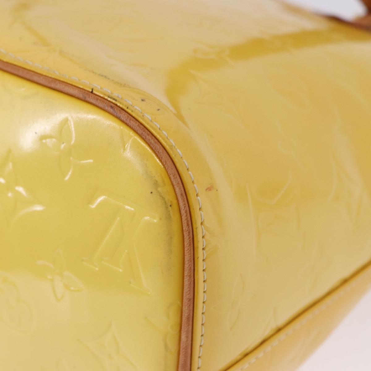 LOUIS VUITTON Monogram Vernis Houston Hand Bag Lime Yellow M91055 LV Auth gh2308