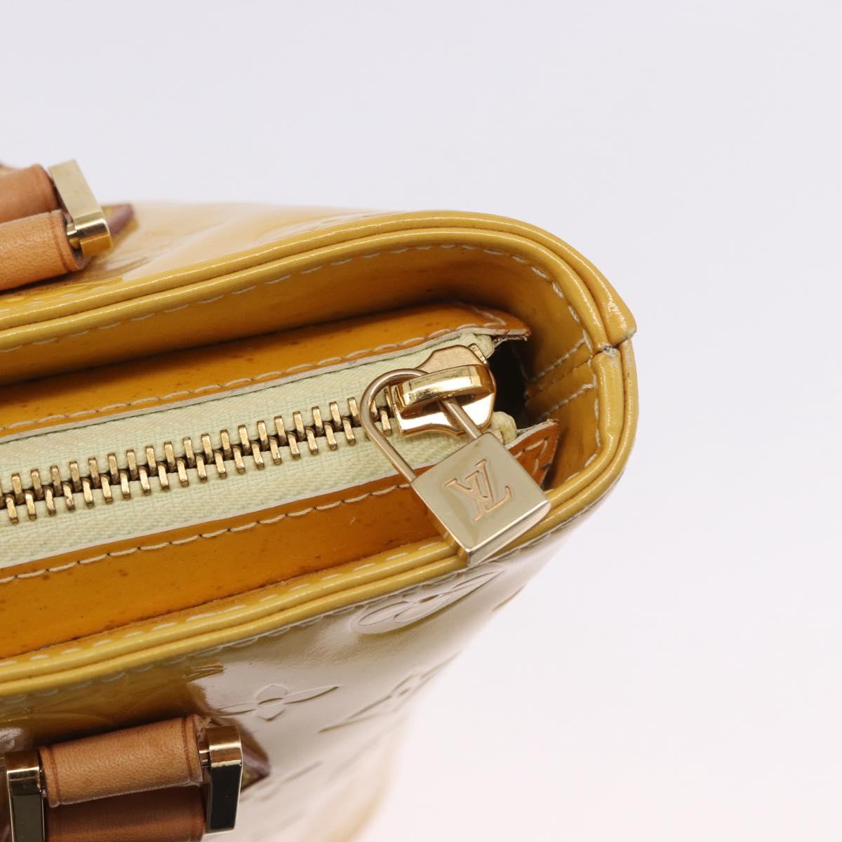 LOUIS VUITTON Monogram Vernis Houston Hand Bag Lime Yellow M91055 LV Auth gh2308