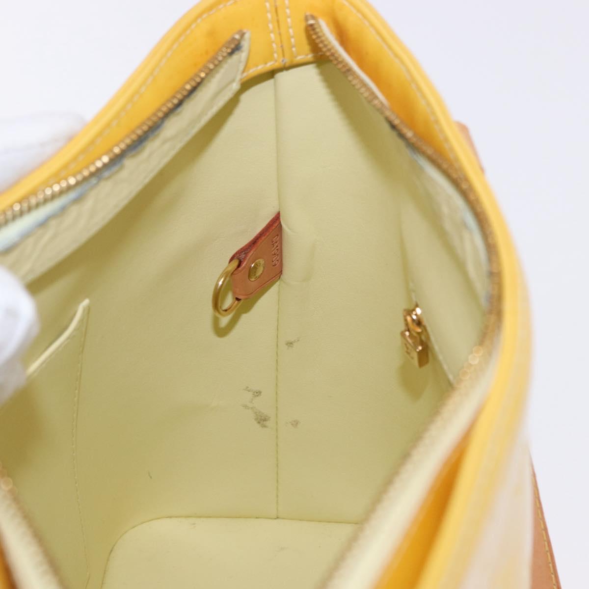 LOUIS VUITTON Monogram Vernis Houston Hand Bag Lime Yellow M91055 LV Auth gh2308