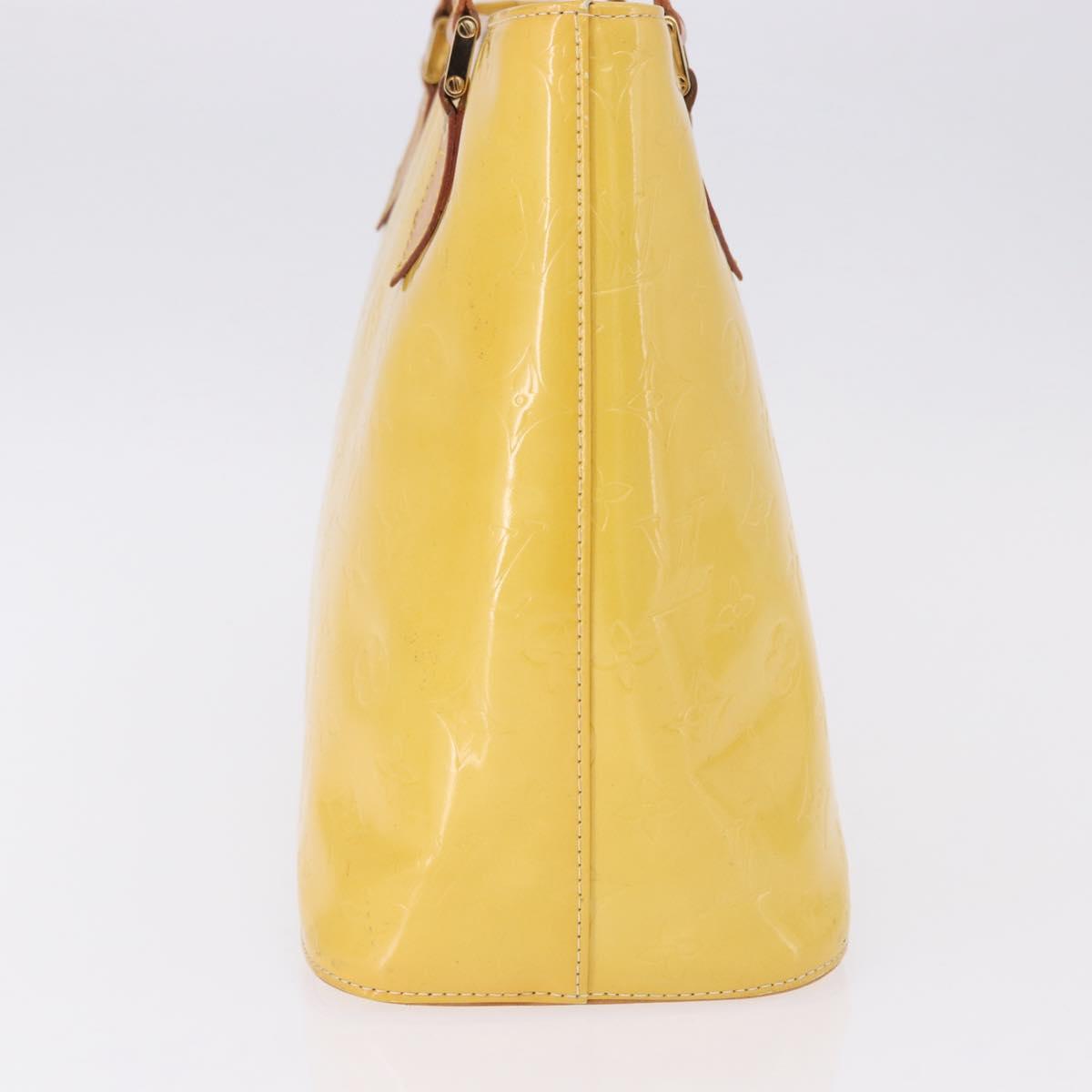 LOUIS VUITTON Monogram Vernis Houston Hand Bag Lime Yellow M91055 LV Auth gh2308