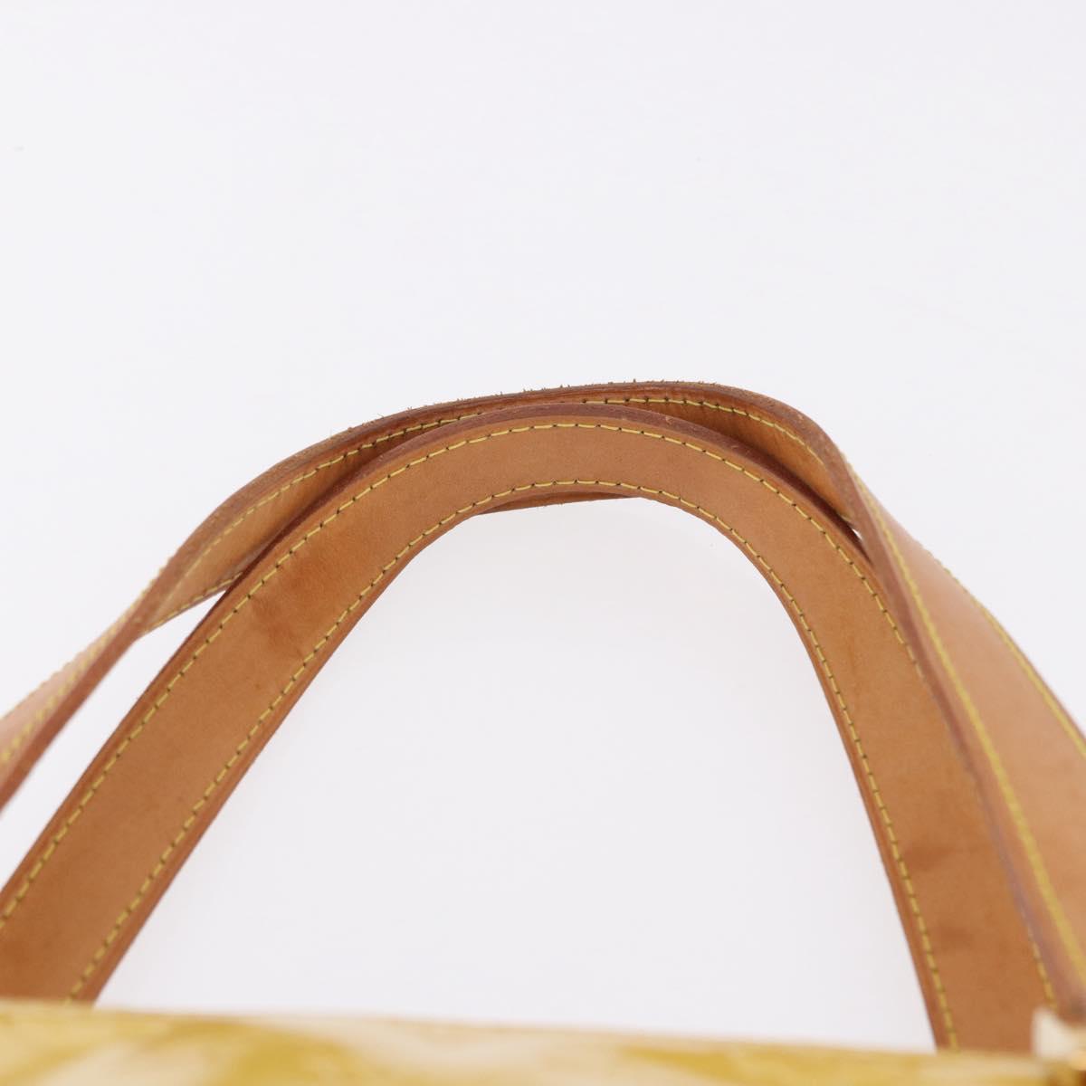LOUIS VUITTON Monogram Vernis Houston Hand Bag Lime Yellow M91055 LV Auth gh2308