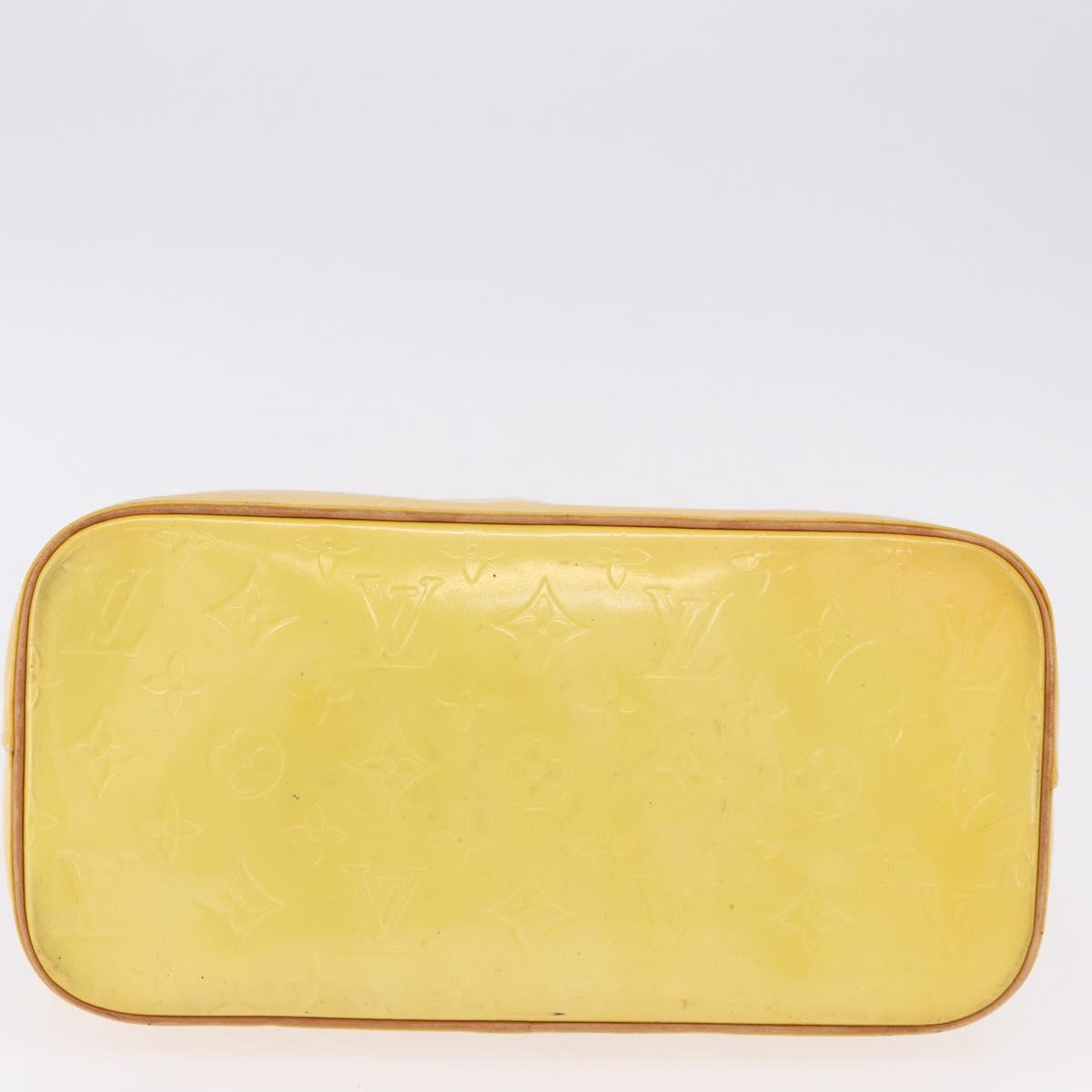 LOUIS VUITTON Monogram Vernis Houston Hand Bag Lime Yellow M91055 LV Auth gh2308