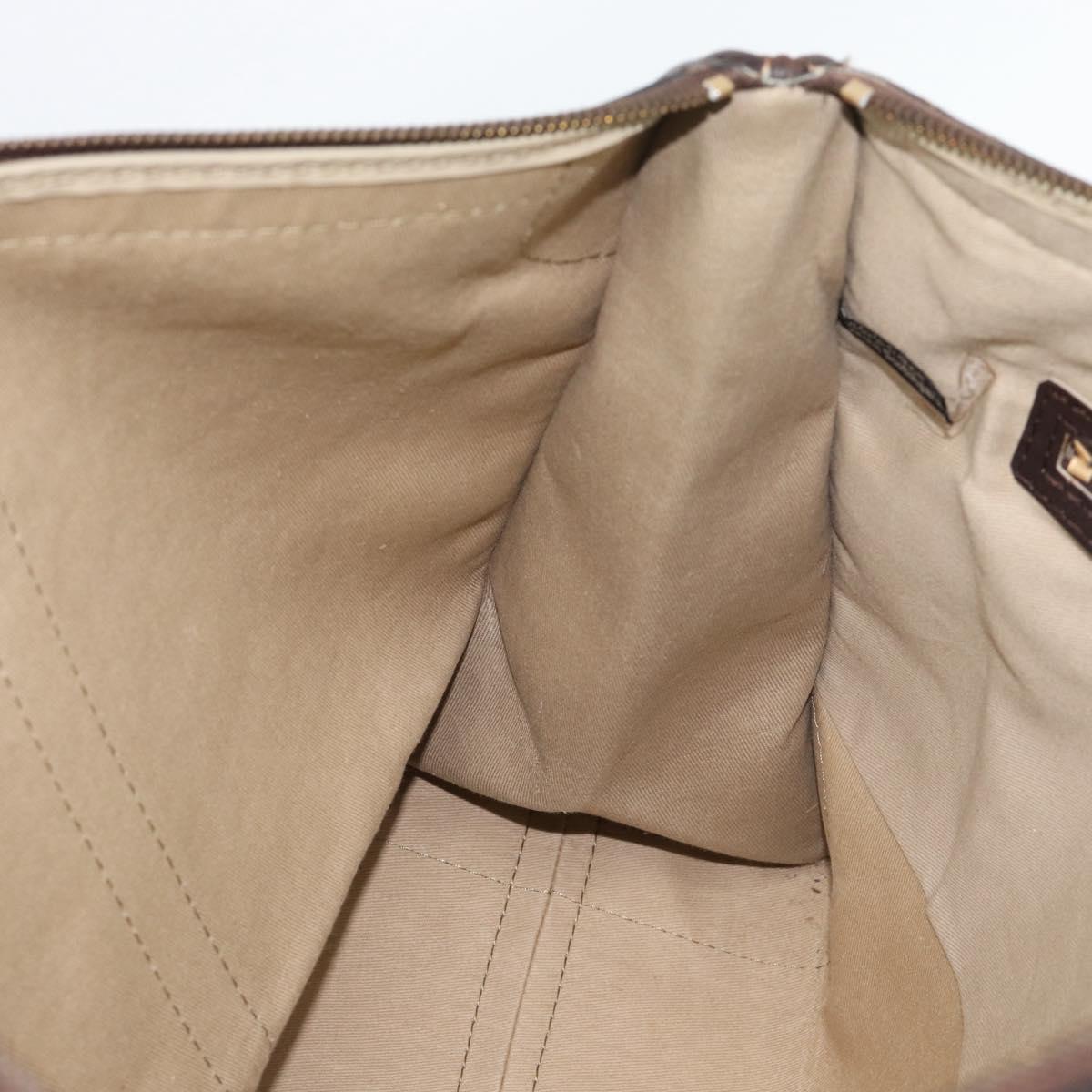 Christian Dior Trotter Canvas Boston Bag Beige Gold Tone Auth gh2311