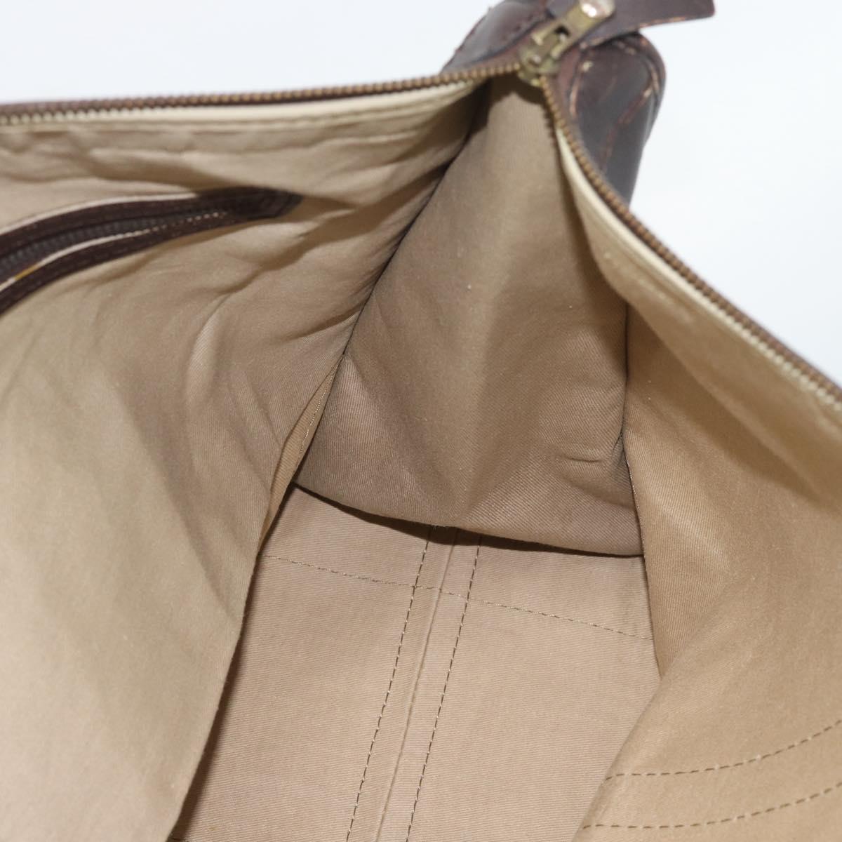Christian Dior Trotter Canvas Boston Bag Beige Gold Tone Auth gh2311