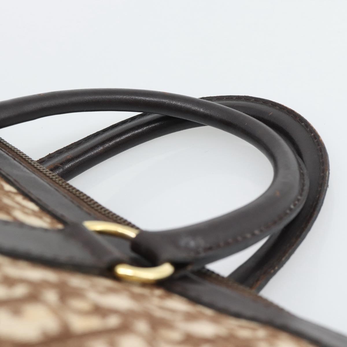 Christian Dior Trotter Canvas Boston Bag Beige Gold Tone Auth gh2311