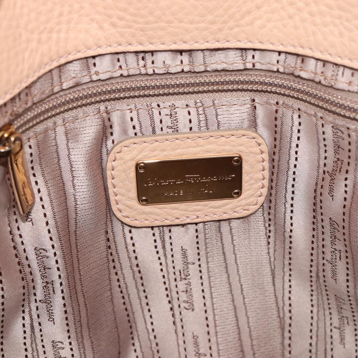 Salvatore Ferragamo Gancini Tote Bag Leather Pink Gold Tone Auth gh2313