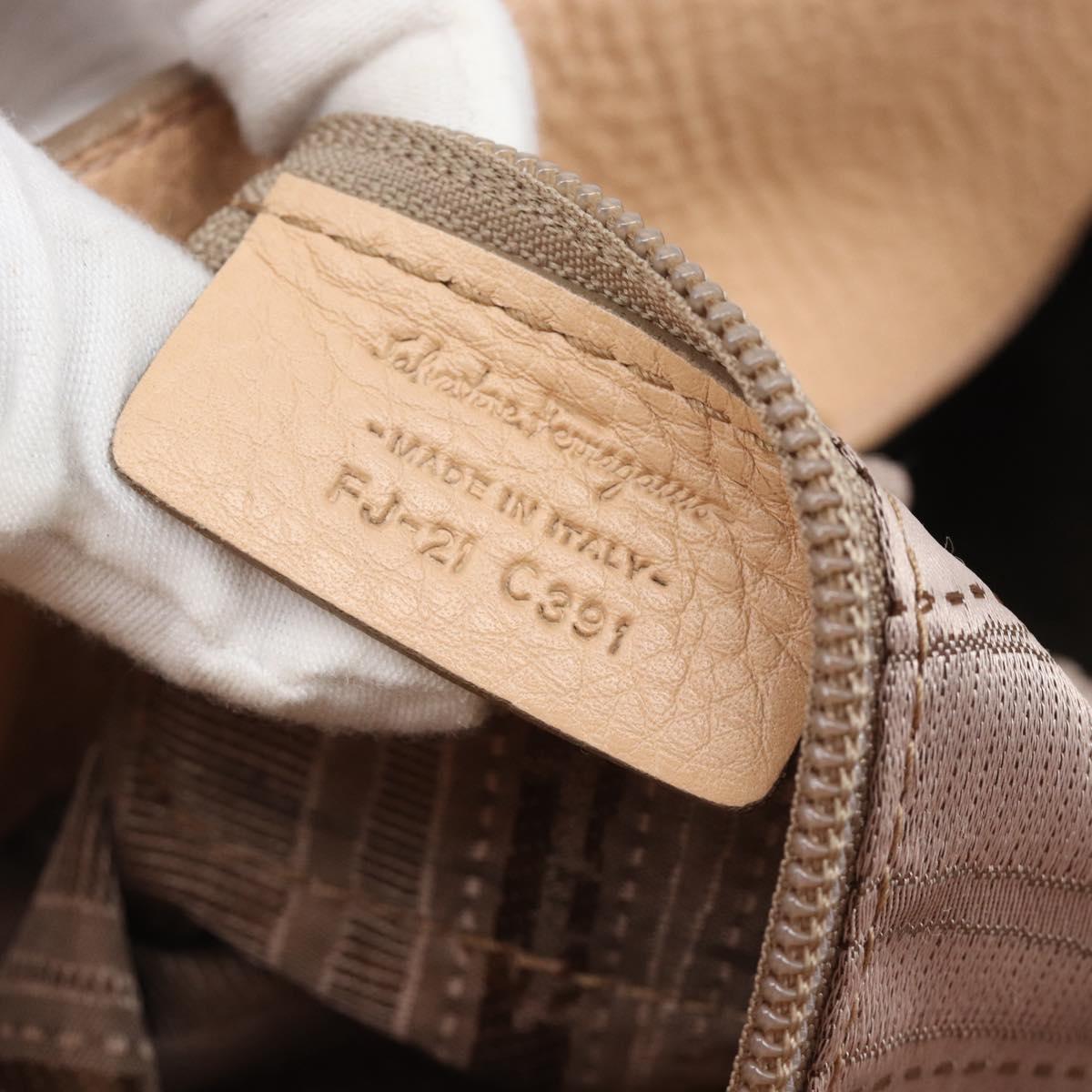 Salvatore Ferragamo Gancini Tote Bag Leather Pink Gold Tone Auth gh2313