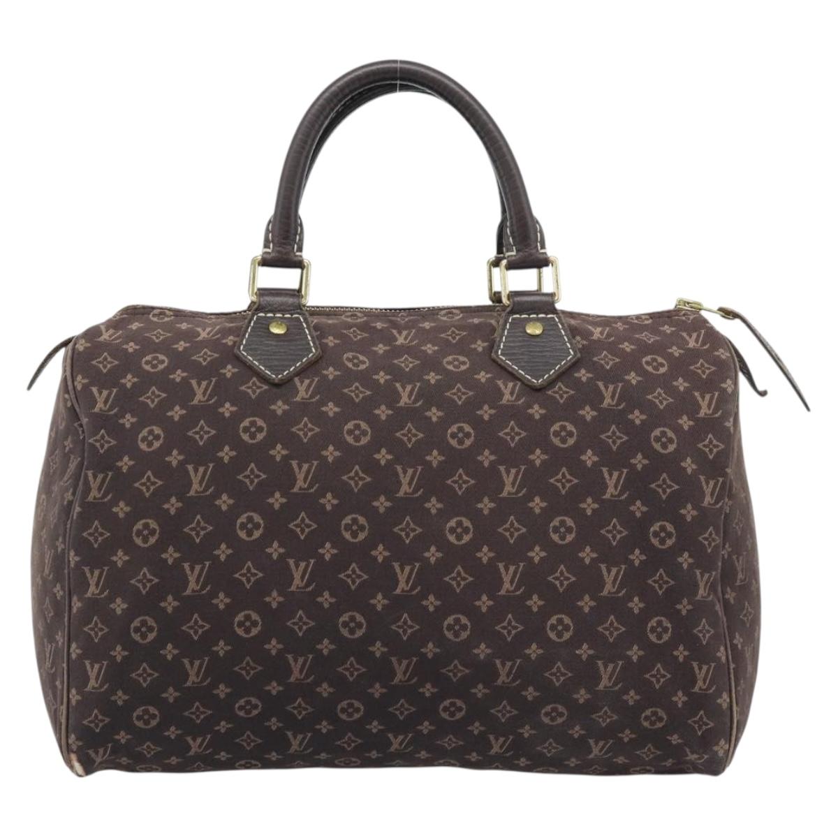 LOUIS VUITTON Monogram Mini Lin Speedy 30 Bag Brown Ebene M95224 LV Auth gh2314
