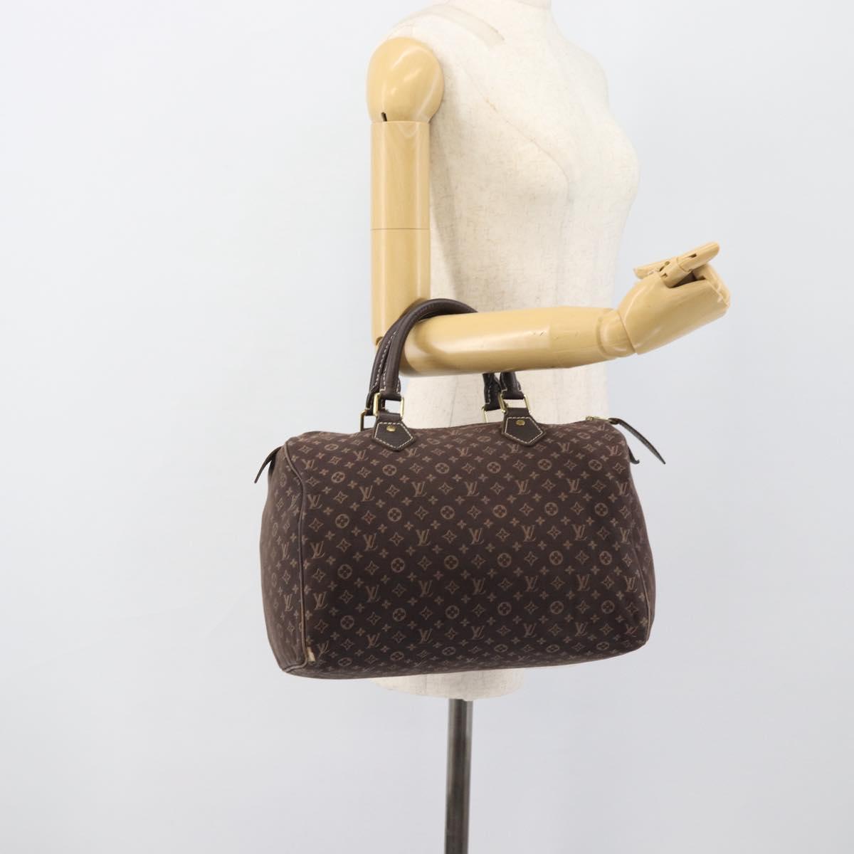 LOUIS VUITTON Monogram Mini Lin Speedy 30 Bag Brown Ebene M95224 LV Auth gh2314