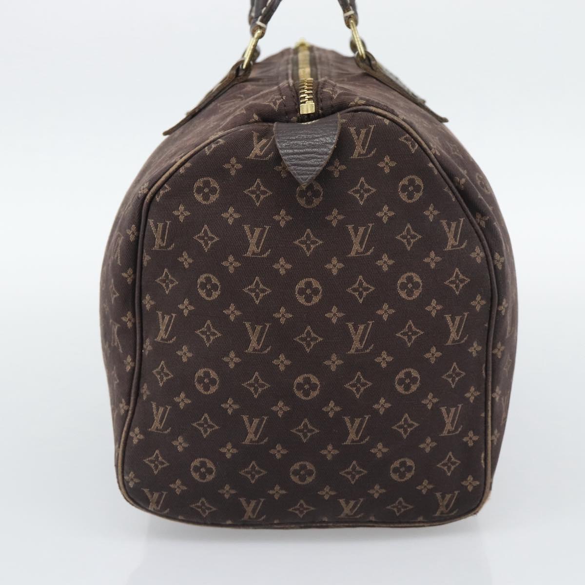 LOUIS VUITTON Monogram Mini Lin Speedy 30 Bag Brown Ebene M95224 LV Auth gh2314