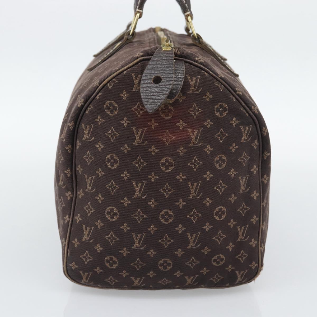 LOUIS VUITTON Monogram Mini Lin Speedy 30 Bag Brown Ebene M95224 LV Auth gh2314