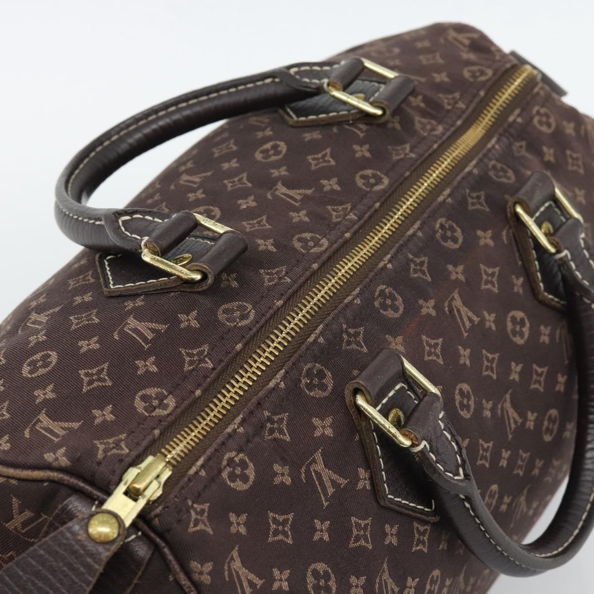 LOUIS VUITTON Monogram Mini Lin Speedy 30 Bag Brown Ebene M95224 LV Auth gh2314