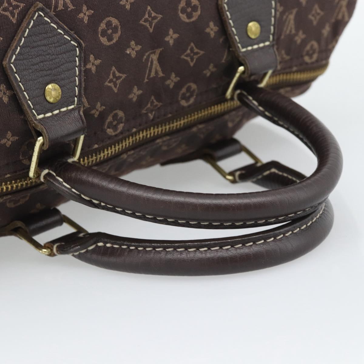 LOUIS VUITTON Monogram Mini Lin Speedy 30 Bag Brown Ebene M95224 LV Auth gh2314