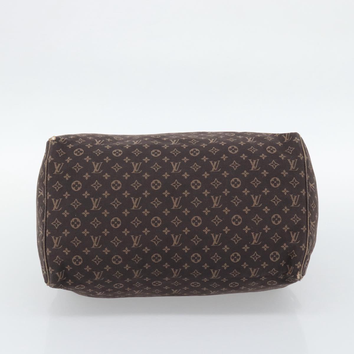 LOUIS VUITTON Monogram Mini Lin Speedy 30 Bag Brown Ebene M95224 LV Auth gh2314