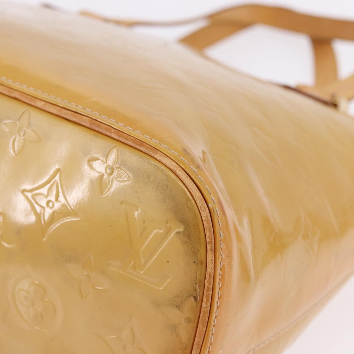 LOUIS VUITTON Monogram Vernis Houston Hand Bag Beige M91004 LV Auth gh2315