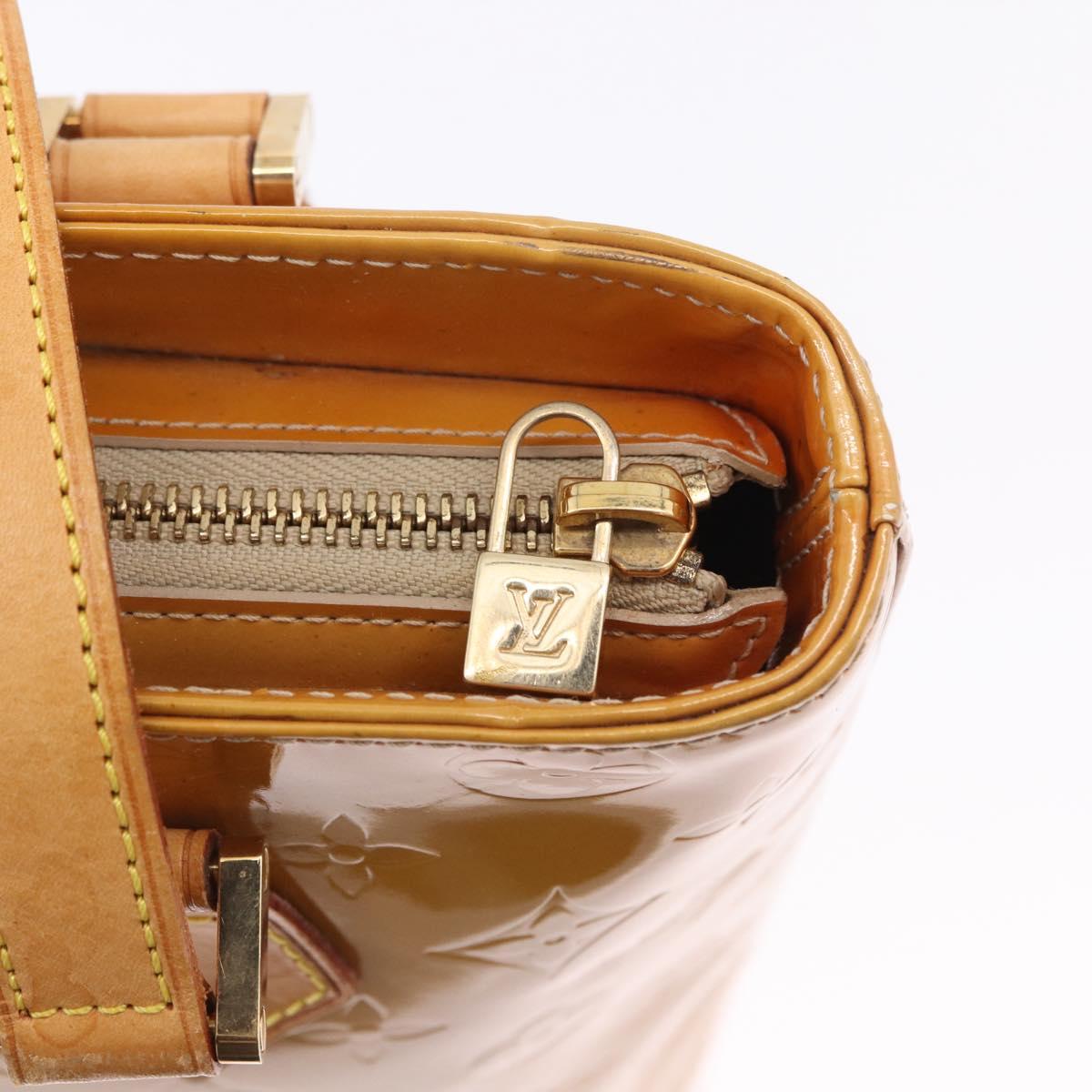 LOUIS VUITTON Monogram Vernis Houston Hand Bag Beige M91004 LV Auth gh2315