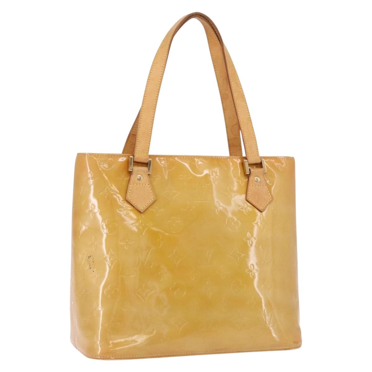 LOUIS VUITTON Monogram Vernis Houston Hand Bag Beige M91004 LV Auth gh2315