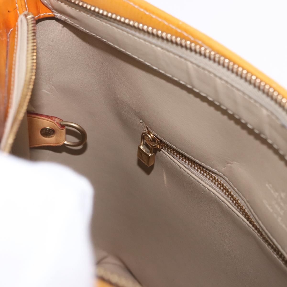 LOUIS VUITTON Monogram Vernis Houston Hand Bag Beige M91004 LV Auth gh2315