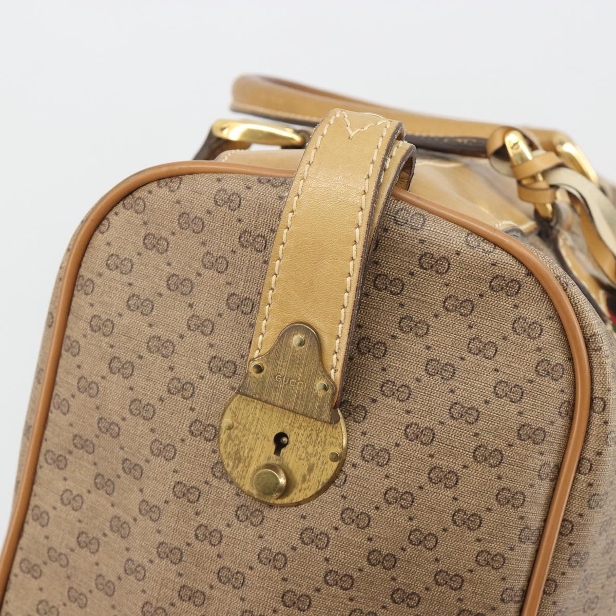 GUCCI Micro GG Web Sherry Line Boston Bag PVC Beige 58 012 534 40 Auth gh2316A