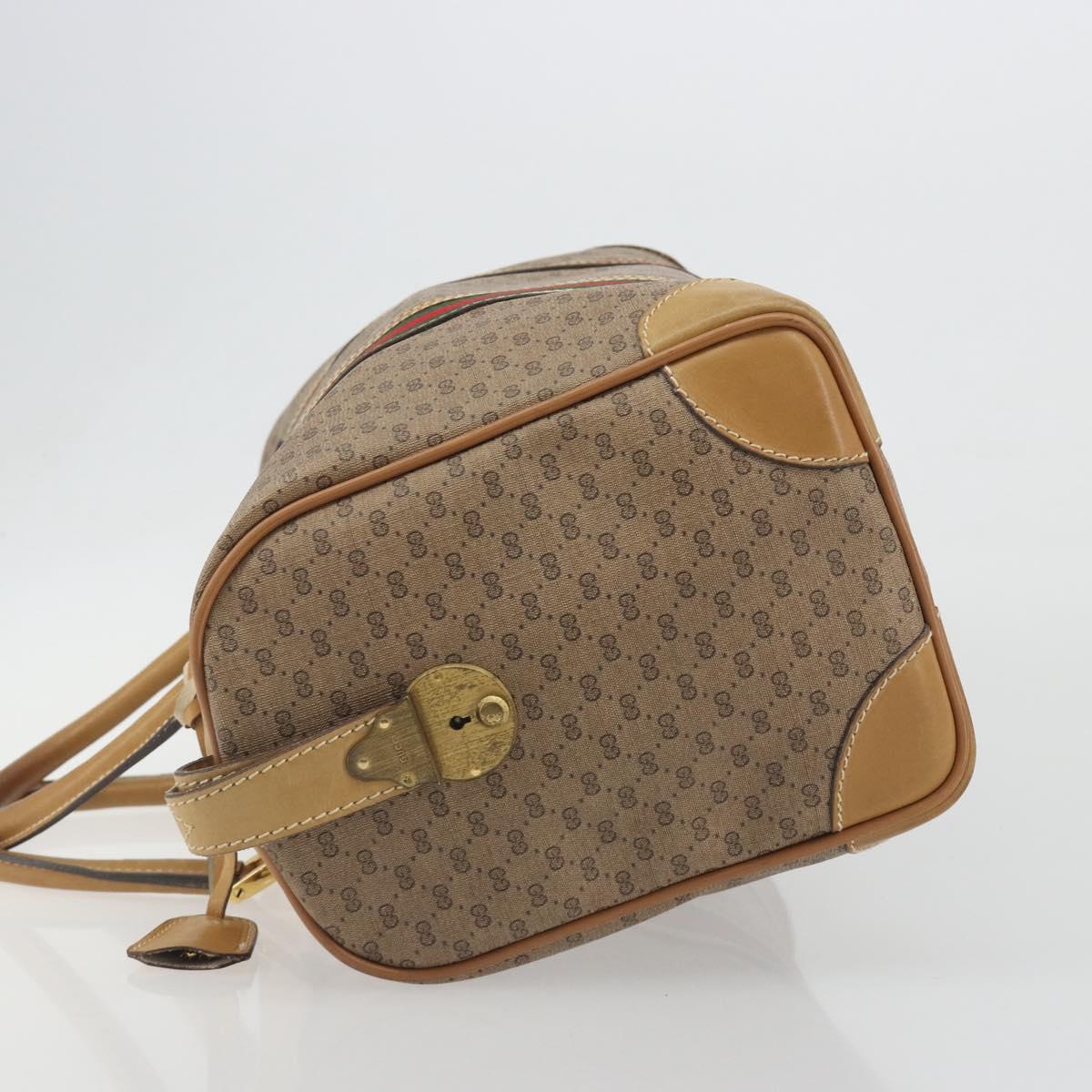 GUCCI Micro GG Web Sherry Line Boston Bag PVC Beige 58 012 534 40 Auth gh2316A