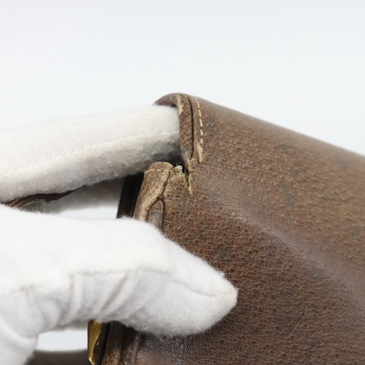 GUCCI Shoulder Bag Leather Brown Gold Tone 48 001 3969 Auth gh2319