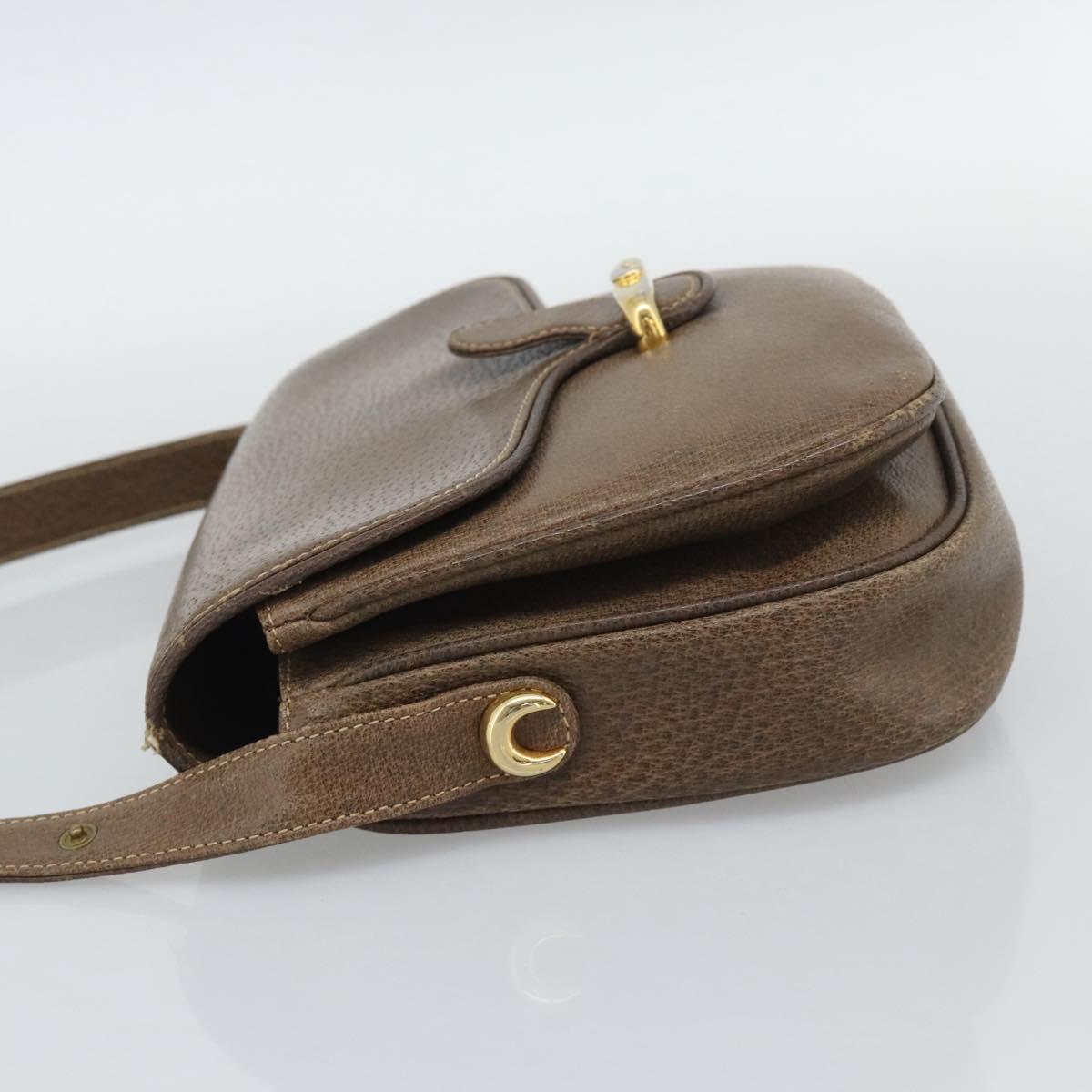 GUCCI Shoulder Bag Leather Brown Gold Tone 48 001 3969 Auth gh2319