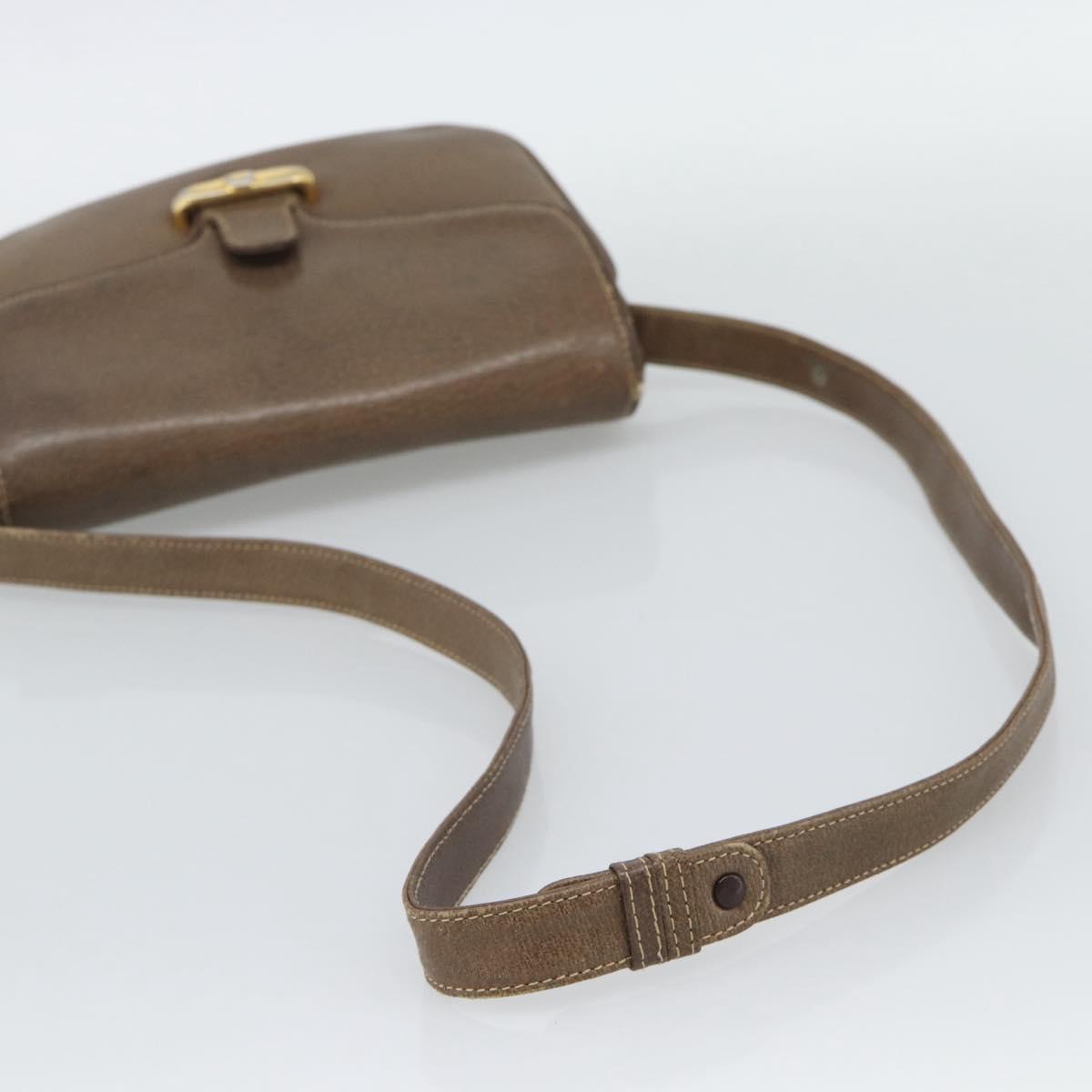 GUCCI Shoulder Bag Leather Brown Gold Tone 48 001 3969 Auth gh2319