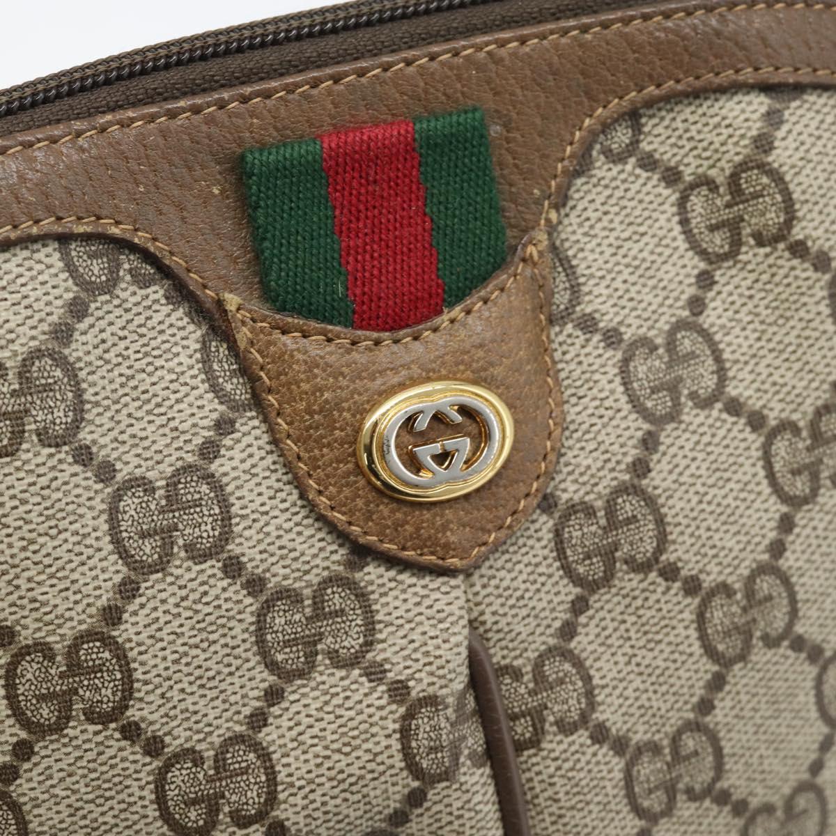 GUCCI GG Supreme Shoulder Bag PVC Leather Beige Gold Tone 904 02 047 Auth gh2320