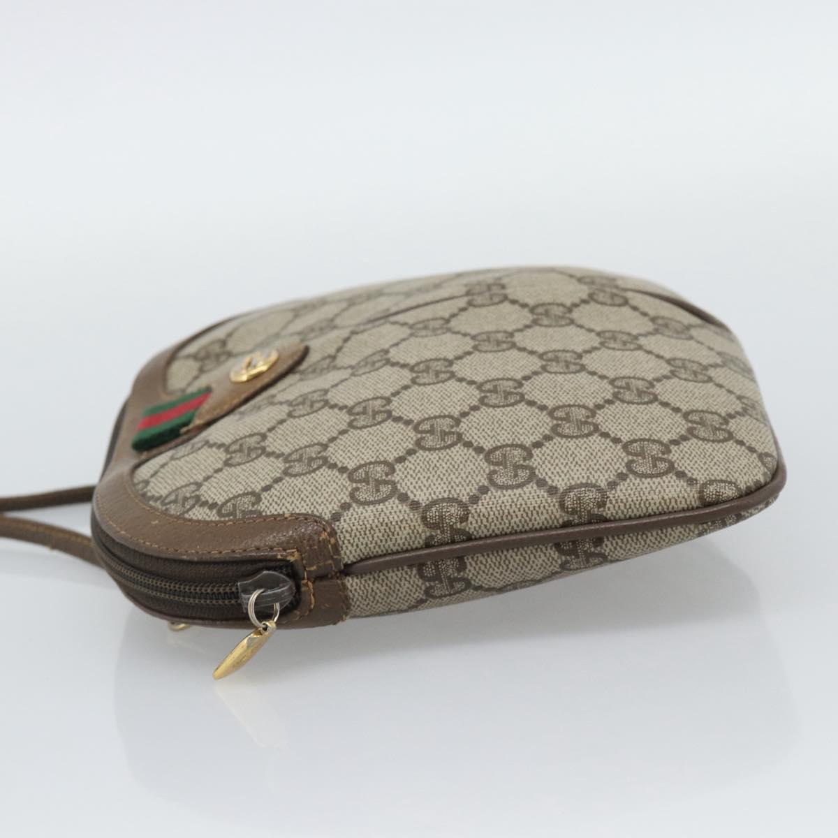 GUCCI GG Supreme Shoulder Bag PVC Leather Beige Gold Tone 904 02 047 Auth gh2320