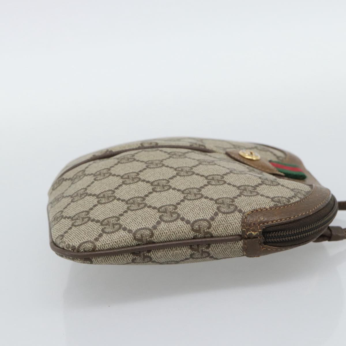 GUCCI GG Supreme Shoulder Bag PVC Leather Beige Gold Tone 904 02 047 Auth gh2320