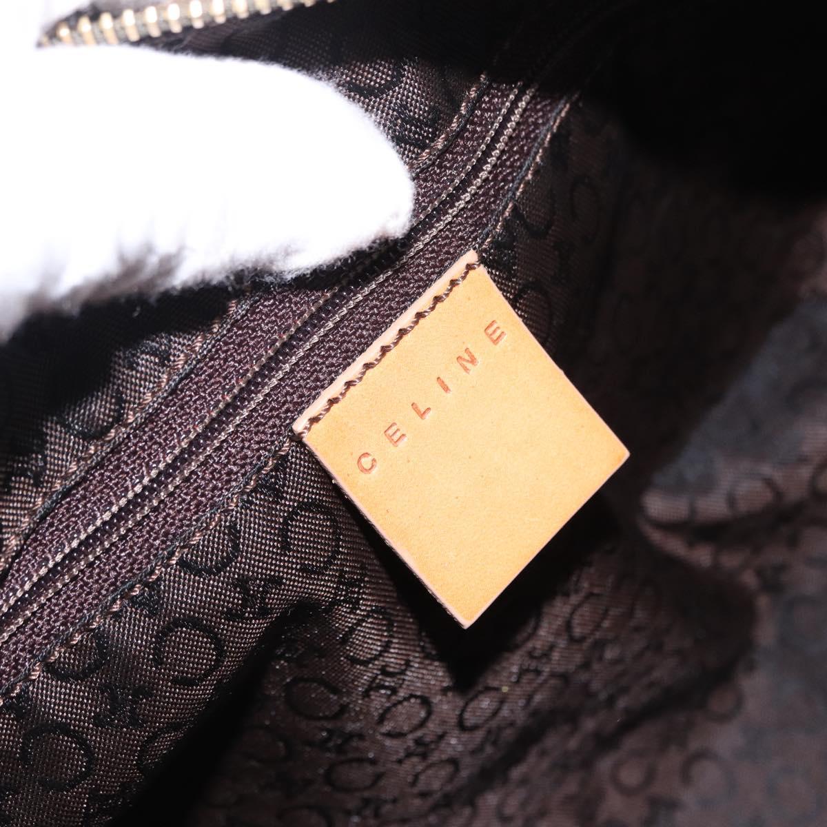 CELINE C Macadam Hand Bag Suede Green Gold Tone Auth gh2322A