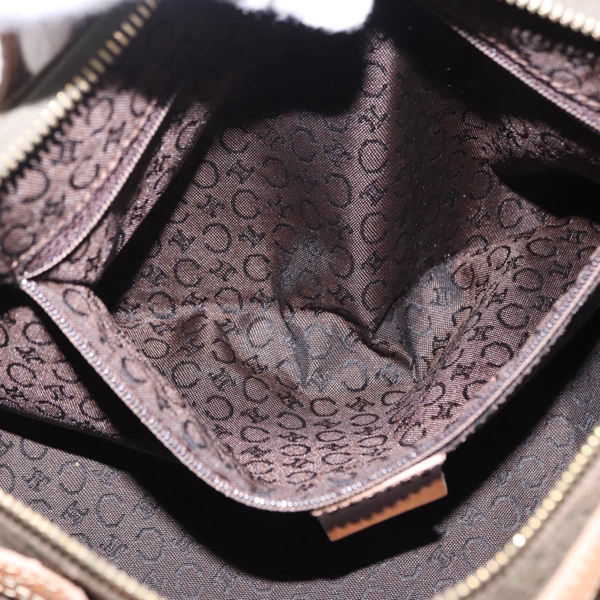CELINE C Macadam Hand Bag Suede Green Gold Tone Auth gh2322A