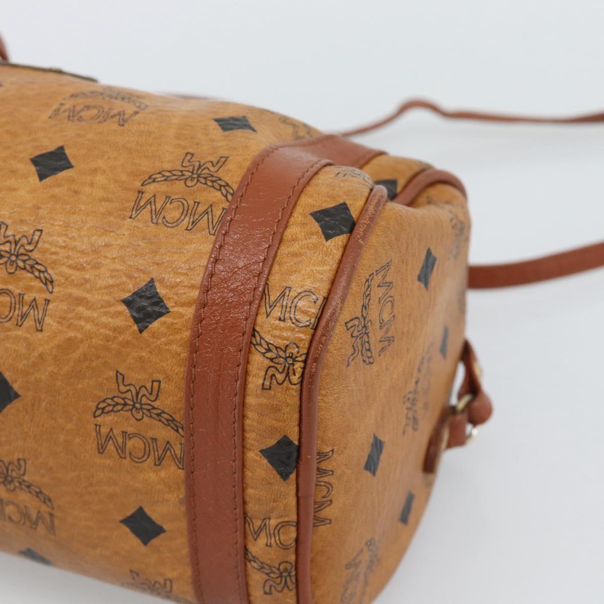 MCM Vicetos Shoulder Bag PVC Leather Brown Gold Tone Auth gh2323