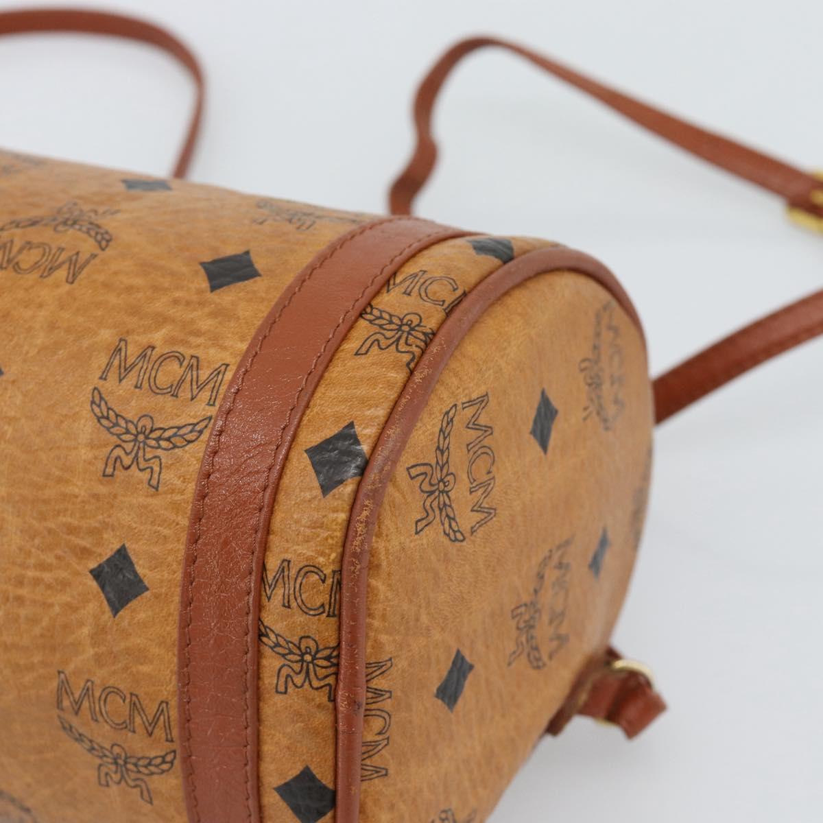 MCM Vicetos Shoulder Bag PVC Leather Brown Gold Tone Auth gh2323