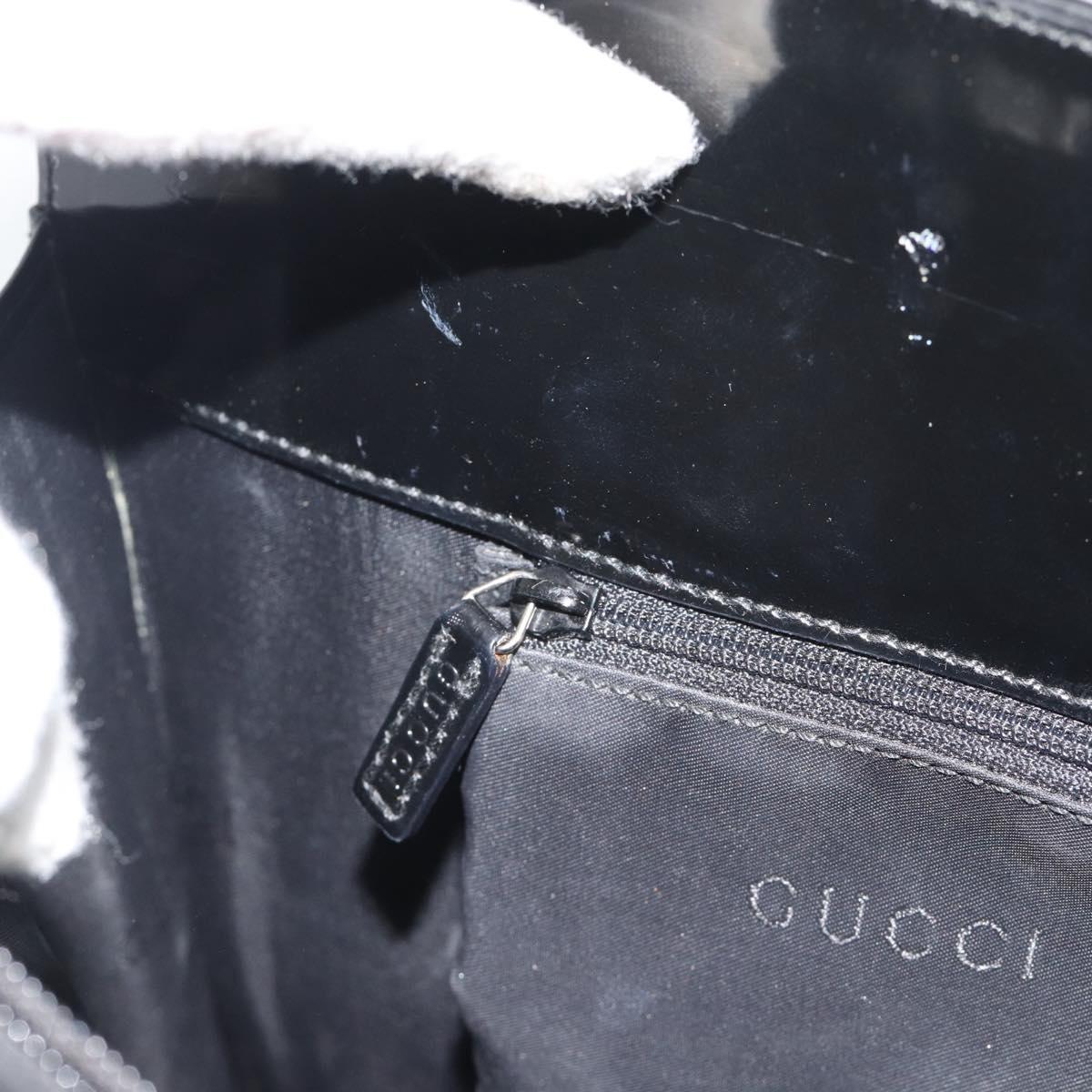 GUCCI Tote Bag Patent Black Silver 001 3264 Auth gh2325