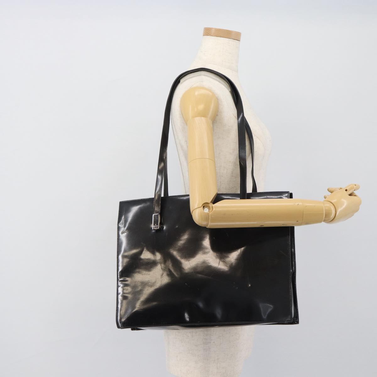 GUCCI Tote Bag Patent Black Silver 001 3264 Auth gh2325