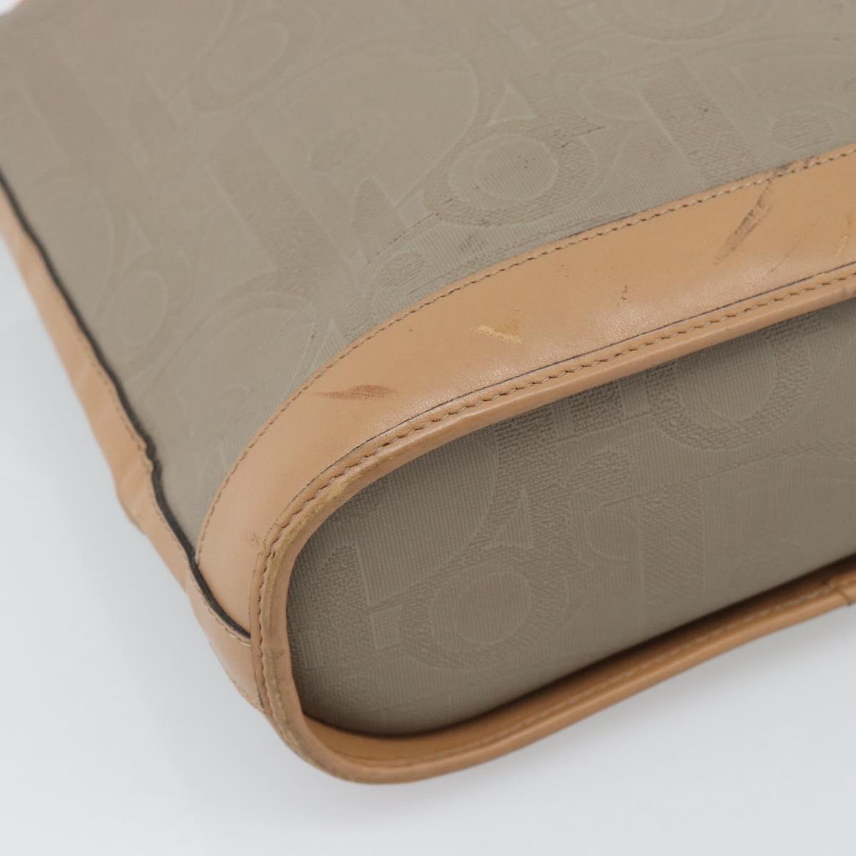 Christian Dior Shoulder Bag PVC Leather Beige Gold Tone Auth gh2327