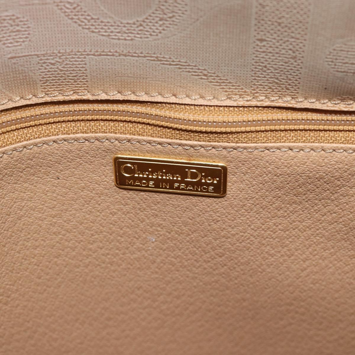 Christian Dior Shoulder Bag PVC Leather Beige Gold Tone Auth gh2327