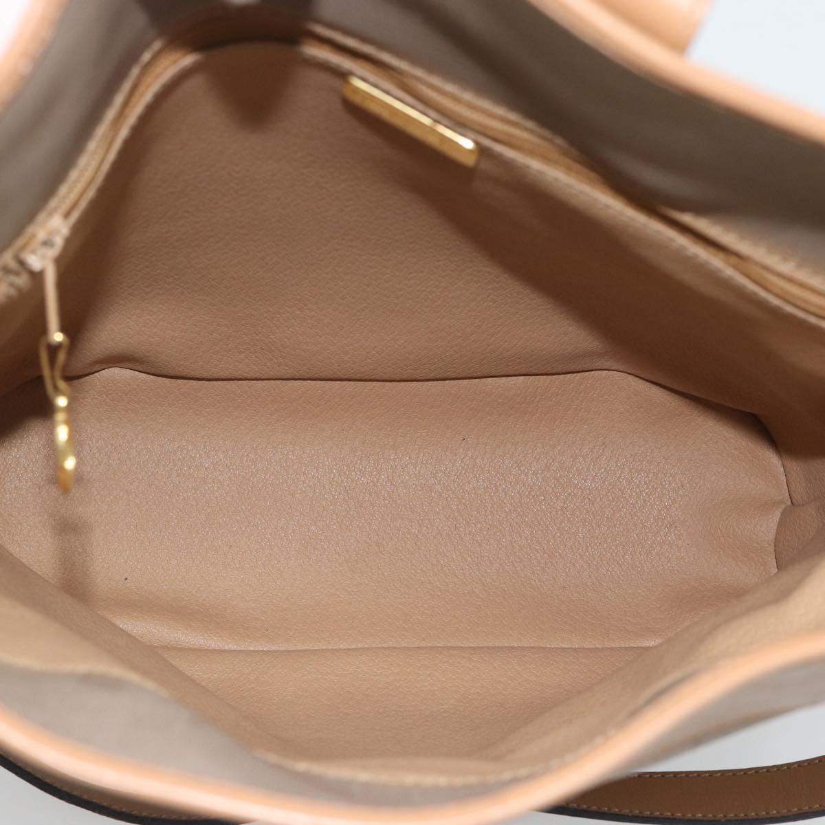 Christian Dior Shoulder Bag PVC Leather Beige Gold Tone Auth gh2327