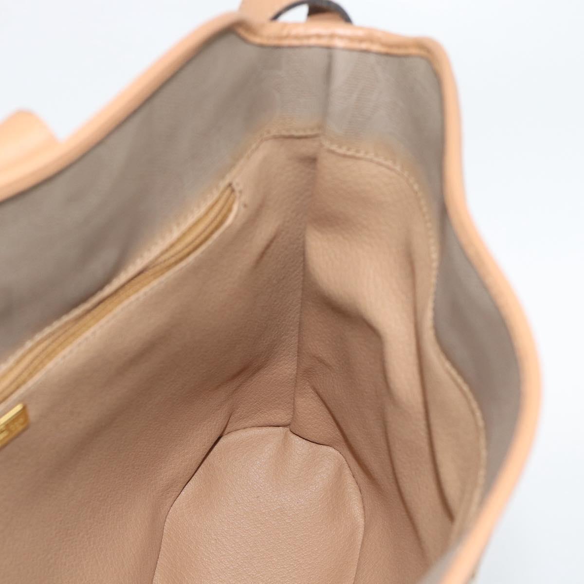 Christian Dior Shoulder Bag PVC Leather Beige Gold Tone Auth gh2327